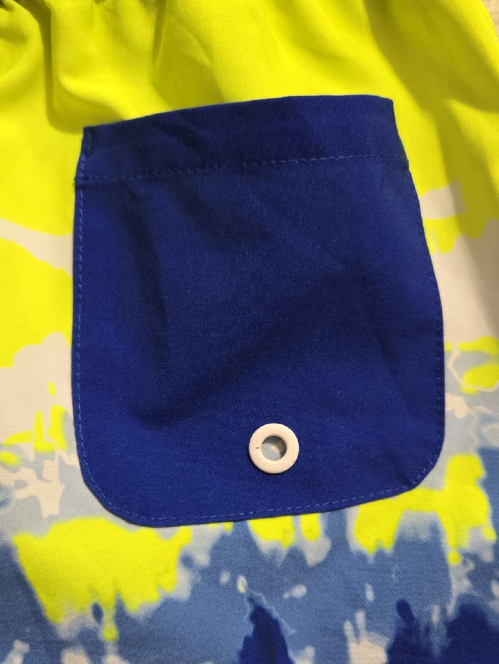 wonder nation Neon Yellow, Blue & White Tie-Dye Swim Shorts - Picture 7 of 7